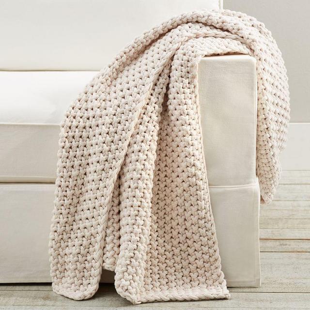 Bayside Chunky Knit Throw, 44 x 56", Ivory