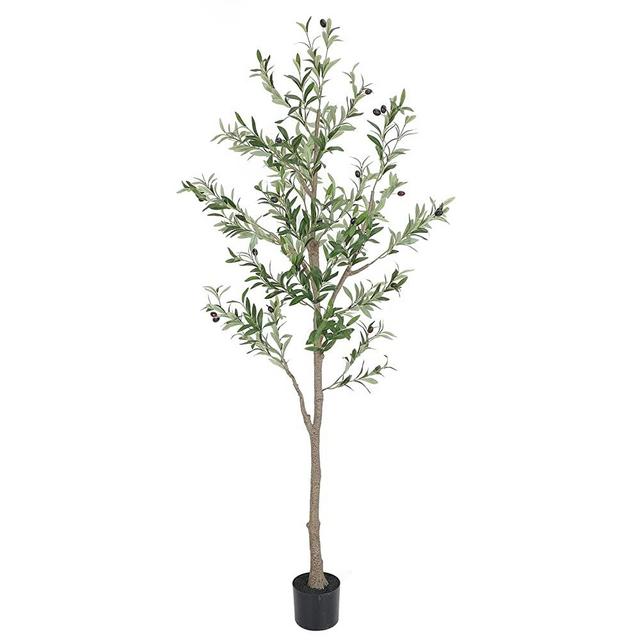 Realead 6ft Artificial Olive Tree, Tall Faux Olive Tree Plants, Fake Potted  Olive Silk Tree with Branches and Fruits, Artificial Trees for Modern Home