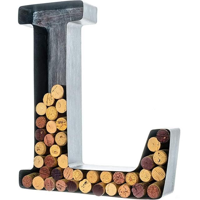 Wine Cork Holder - Metal Monogram Letter (L), Brushed Metal, Large | Wine Lover Gifts, Housewarming, Engagement & Bridal Shower Gifts | Personalized Wall Art | Home Décor