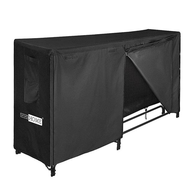 VIVOHOME 6ft Heavy Duty Indoor Outdoor Firewood Storage Log Rack with Cover Combo Set Black