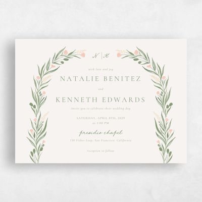 Beige Floral Wedding Invitation - Arden Landscape