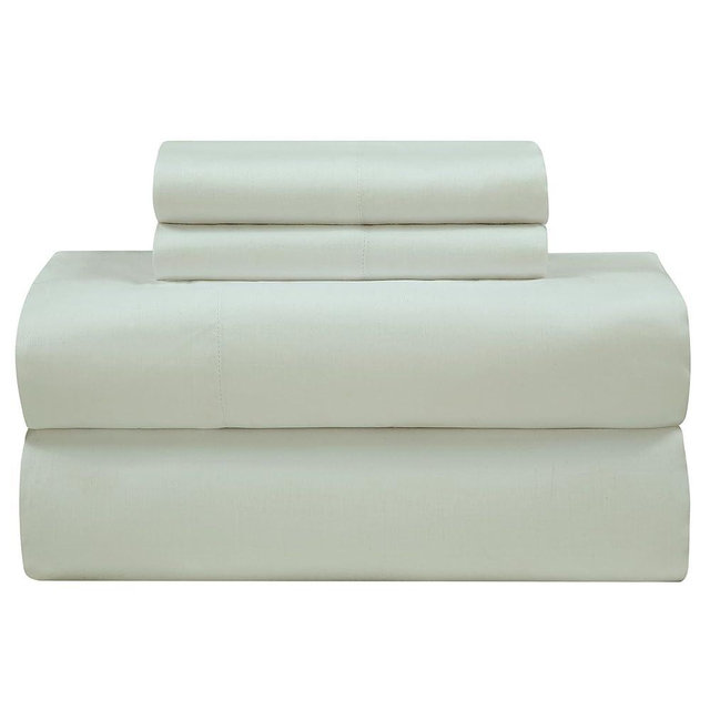 ROYALE LINENS 300 Thread Count 100% Long Staple Combed Cotton Sheet Set - 4 Piece Queen Bed Sheets - 1 Fitted, 1 Flat & 2 Pillow Cases - Soft Cool & Crisp Sheet Set (Queen, Sage)