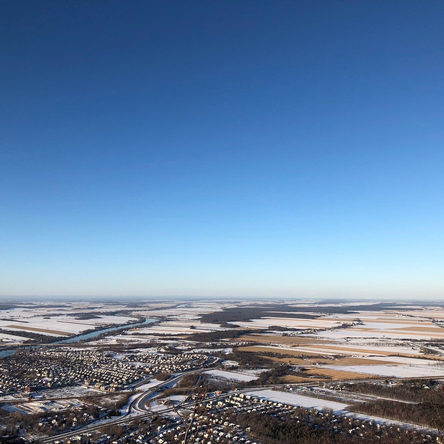 The view from the top of Mont-Saint-Hilaire where we *officially* got engaged in November 2019.