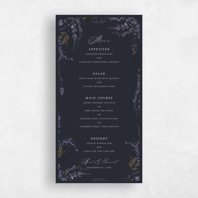 Ebony, Black Wedding Menu - Riga