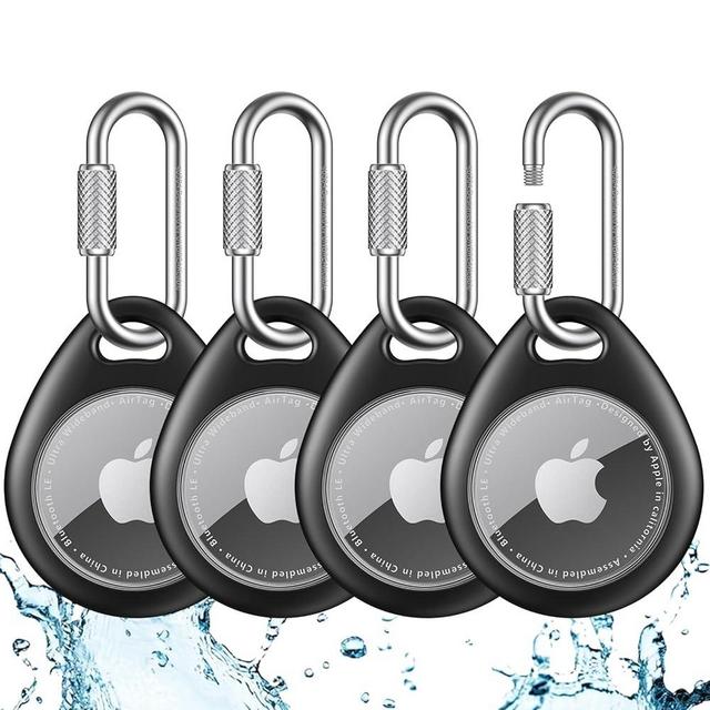 UNBREAKcable AirTag Holder for Apple - 4 Pack Air Tag Case [Professional Carabiner] [Waterproof] [Shockproof] TPU AirTag Keychain for Kids, Pets, Keys, Luggage, Backpacks