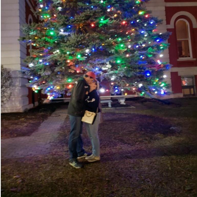 Our first kiss as an engaged couple.