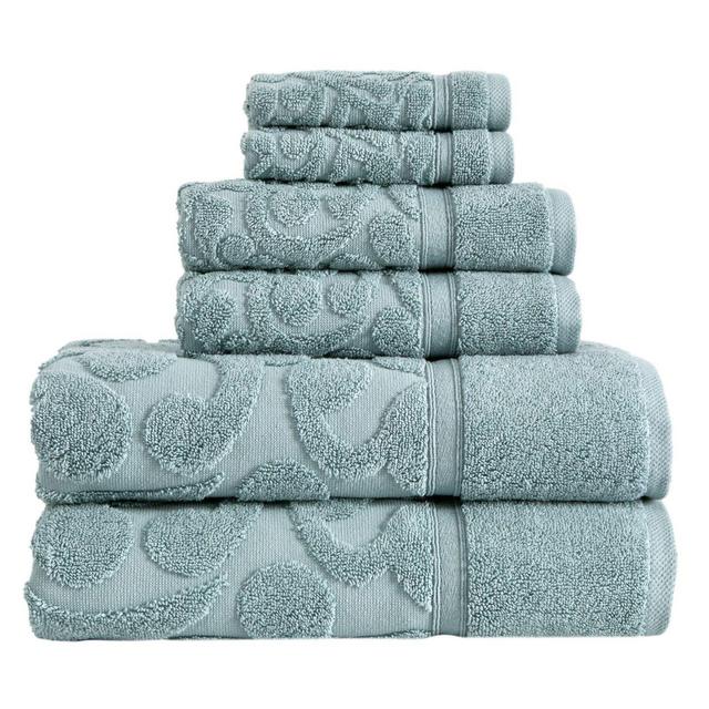 SALBAKOS Sculpted Jacquard 6-Piece Towel Set in Green