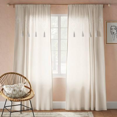 84"x54" Tufted Diamond Light Filtering Curtain Panel White - Opalhouse™