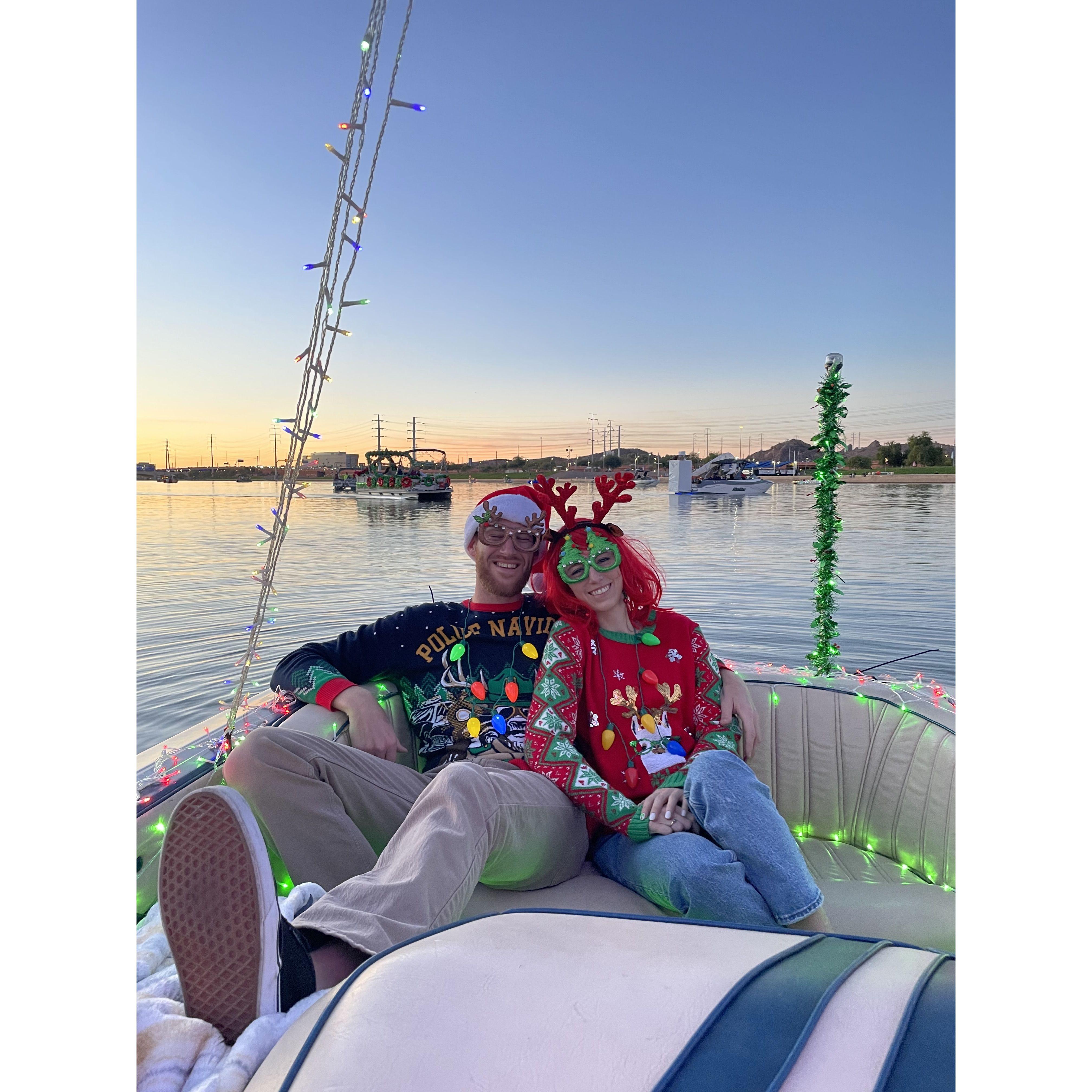 Christmas boat parade on Tempe Town Lake