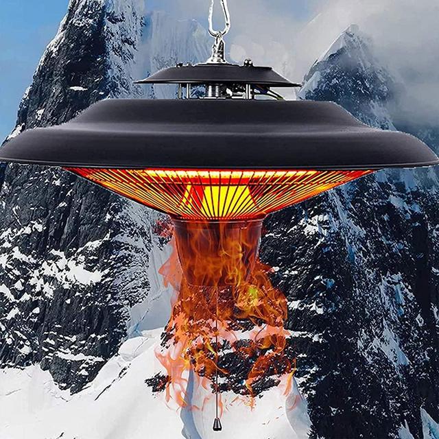 Outdoor Patio Electric Heater,750W / 1500W, Noiseless, Suitable for Large Room (Black)