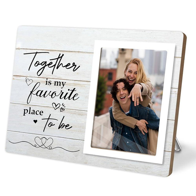KLYTINK Couple Picture Frames, Love Picture Frames, Engagement Photo Frame, Marriage License Frame, Wedding Picture Frame for Couples 2024, Together is My Favorite Place to Be, 4 x 6Inch Photo