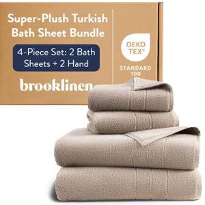 Brooklinen Super-Plush Bath Sheet and Hand Towel Set - 2 Bath Sheets 2 Hand Towels - Cotton, Highly Absorbent (Driftwood)