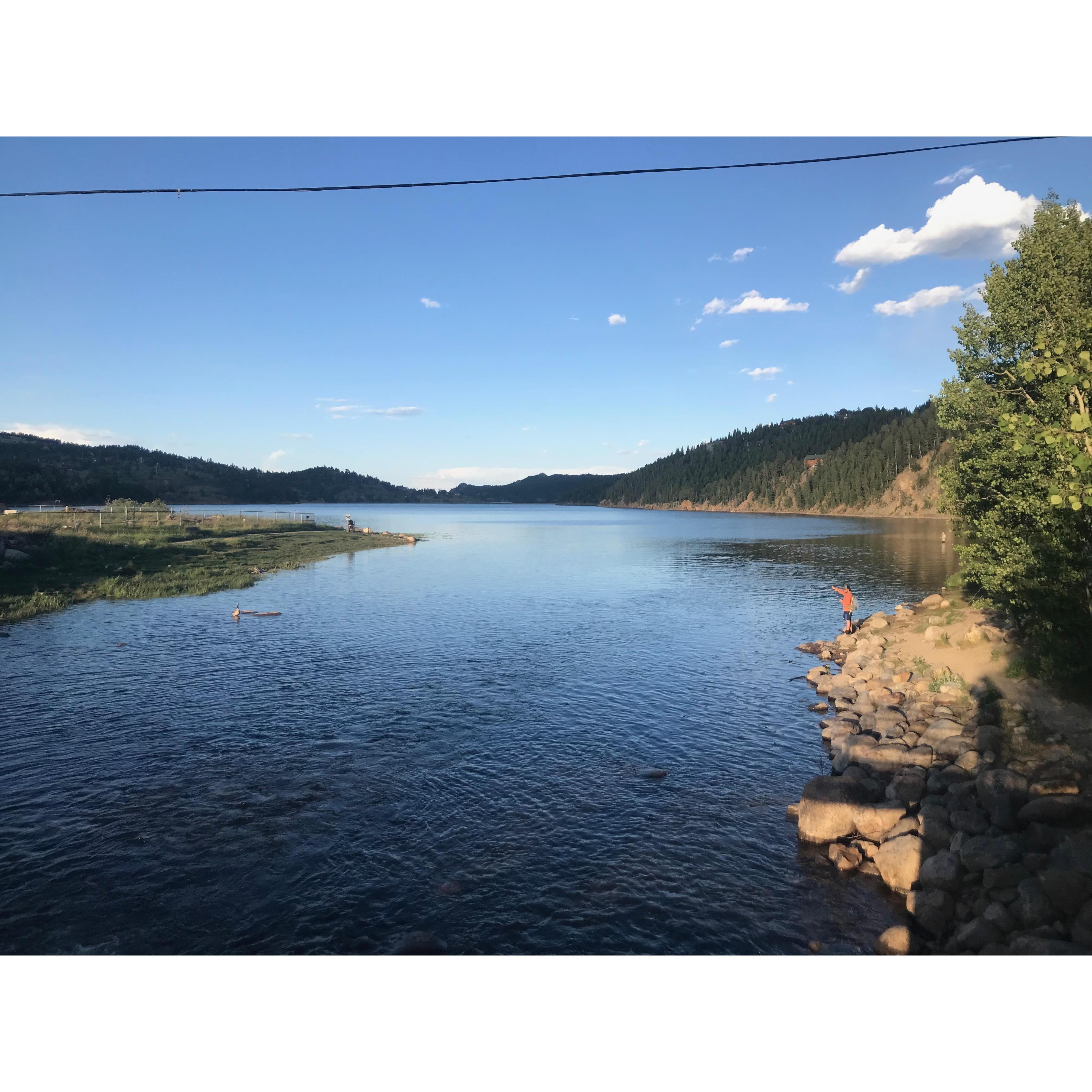 A view of the Barker Reservoir