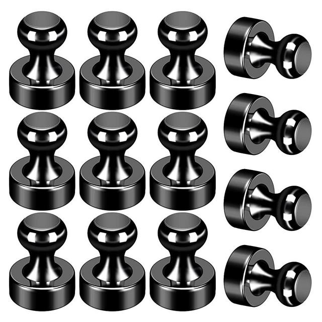 12Pack Fridge Magnets Neodymium Refrigerator Magnets Strong Small Magnets for Kitchen School Office Adults Black