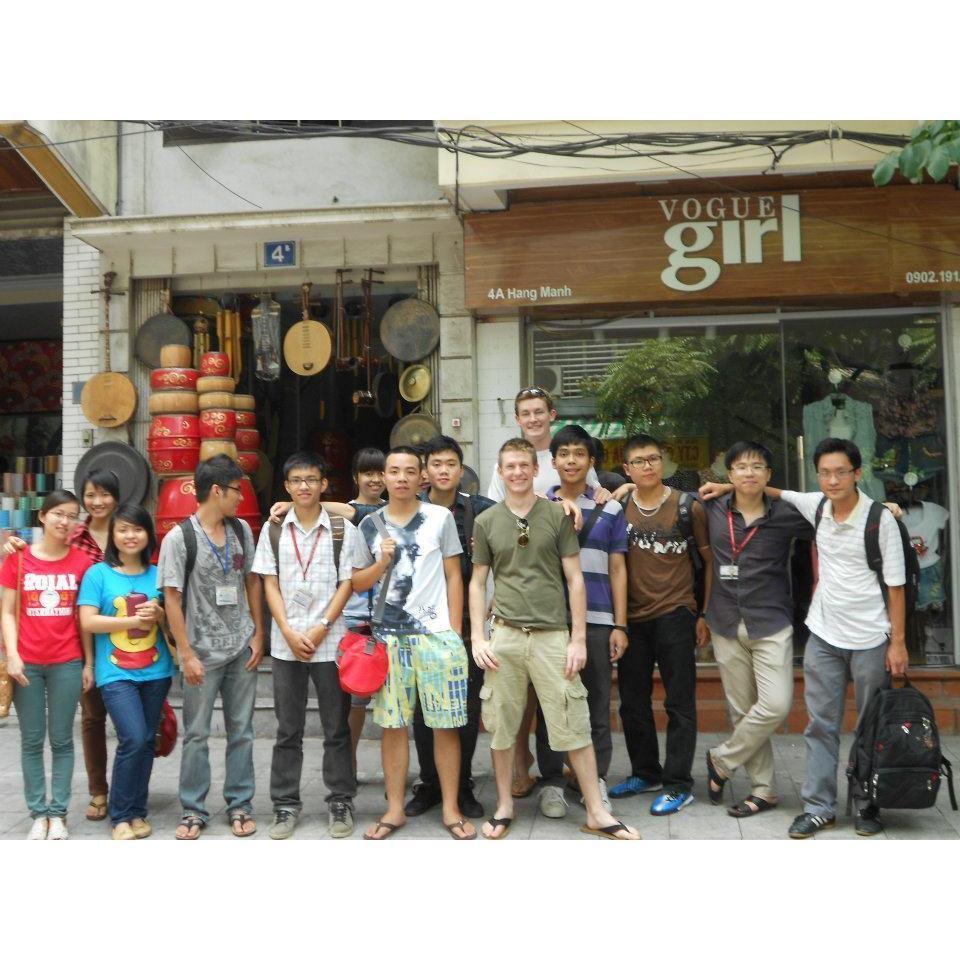 With the class outside the Foreign Trade University