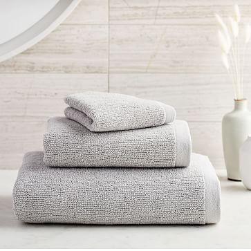 Organic Textured Starter Bath Towel Set, Gray Sky Set of 6