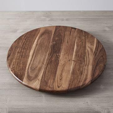 Hudson Rounded Lazy Susan, Acacia Wood, Dark, 24"