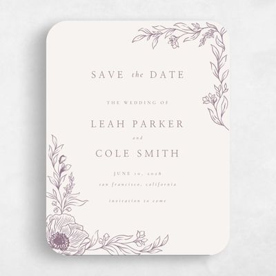 Purple Rounded Wedding Save the Date - Fiora Portrait