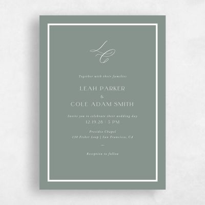 Deep Sage, Green Wedding Invitation - Artvin Portrait