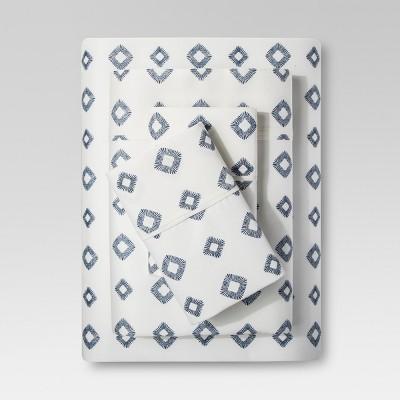 Performance Sheet Set (Queen) Simple Lattice Blue Diamond Print 400 Thread Count - Threshold™