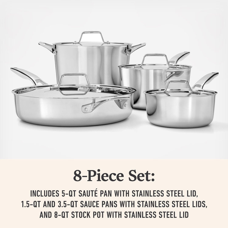 Calphalon, Premier Stainless Steel 8-Piece Cookware Set | Zola