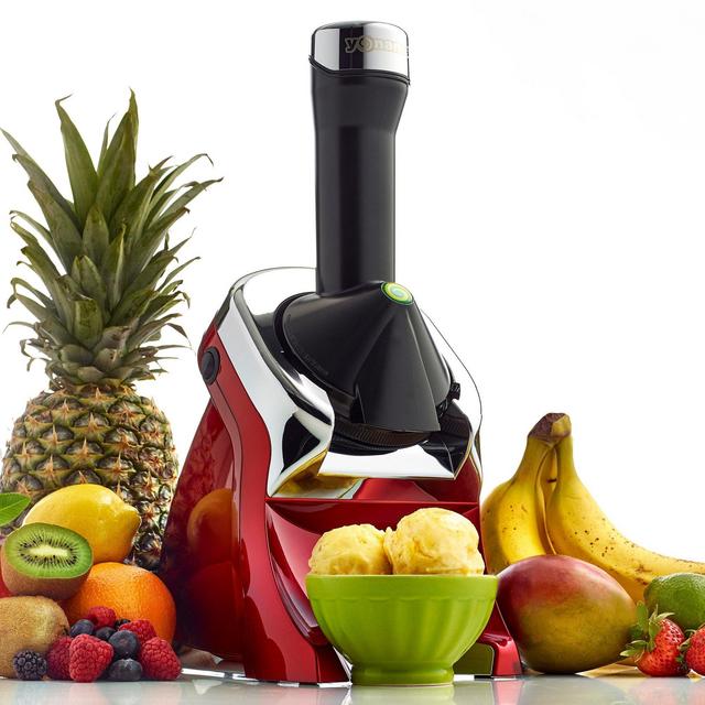 Yonanas 986 987 Elite Powerful Quiet Healthy Dessert Fruit Soft Serve Maker Includes 130 Recipe Book Creates Fast Easy Delicious Dairy Free Vegan Alternat, 1, Red