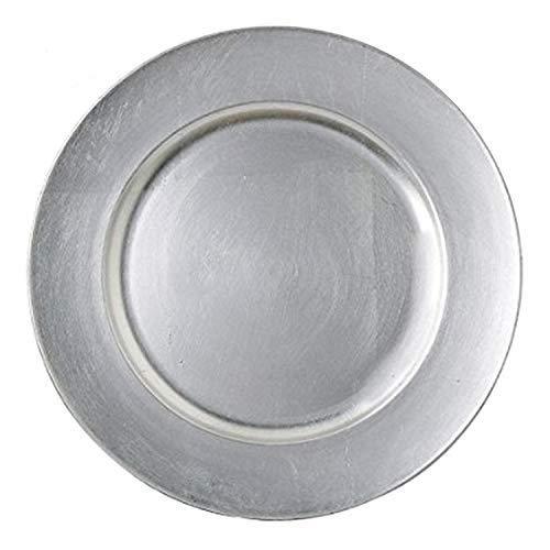 Tiger Chef 13-Inch Silver Metallic Charger Plates, Set of 2,4,6, 12 or 24 Dinner Chargers (12-Pack Silver Chargers Plates)