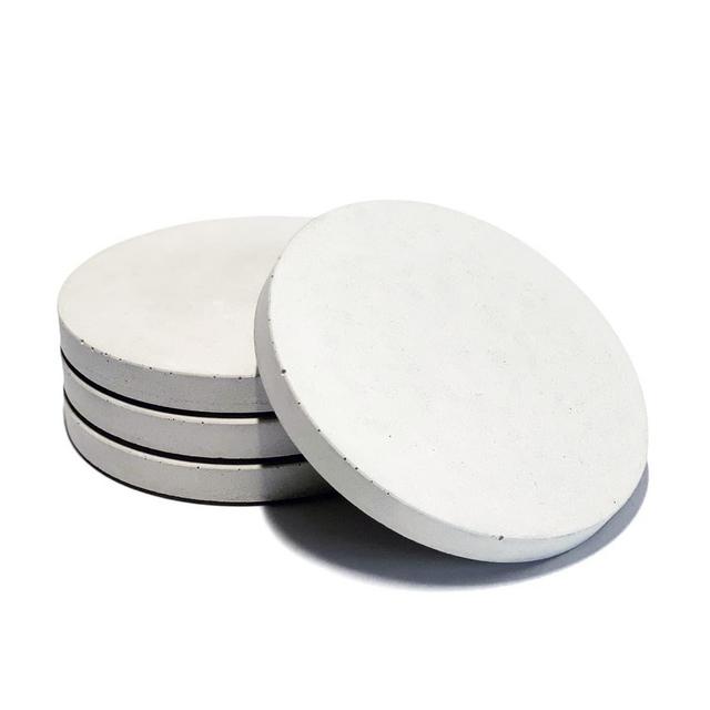 Set Of 4 Hand Poured Concrete Coasters In White