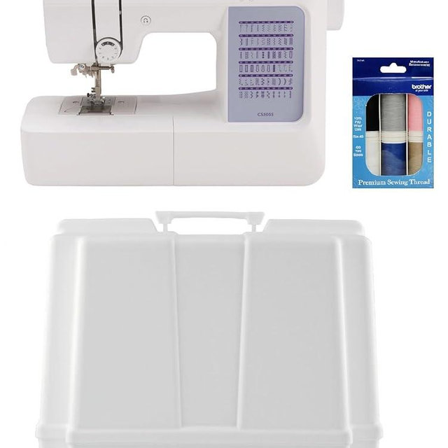 Brother CS5055 Computerized Sewing Machine and 5300A Hard Plastic Storage and Carry Case, SASEW6 Premium Sewing Thread 6-Pack Included