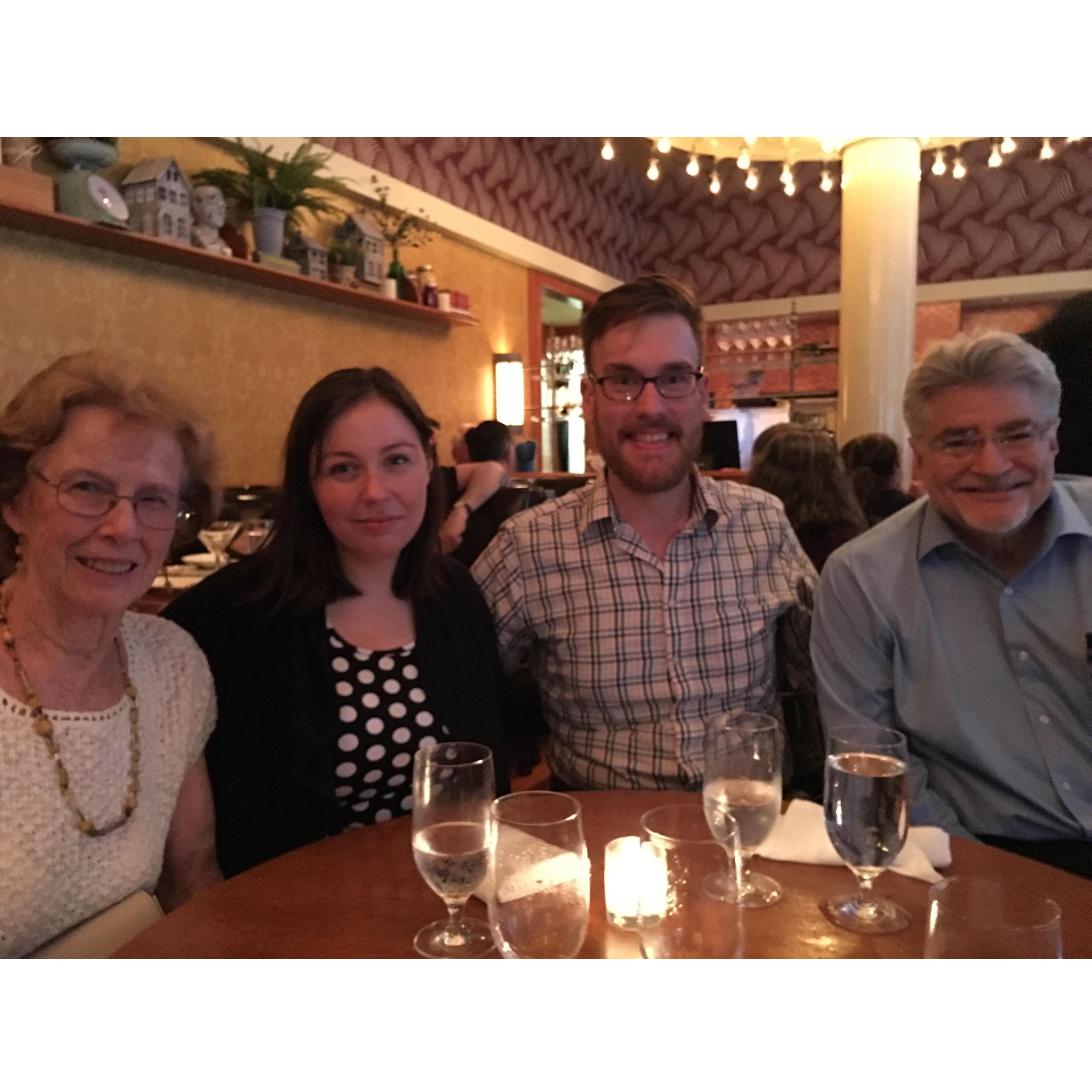 Having dinner during a visit from Lydia's grandma
