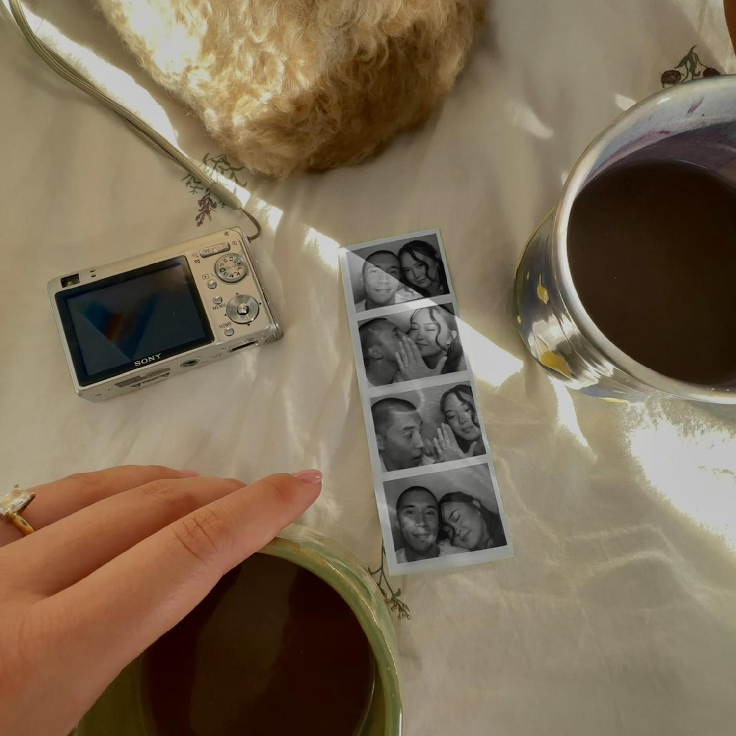 We love a good photo booth! Our years together have been documented so many times in photo booth pictures.. which is what inspired our Save-the-Dates!