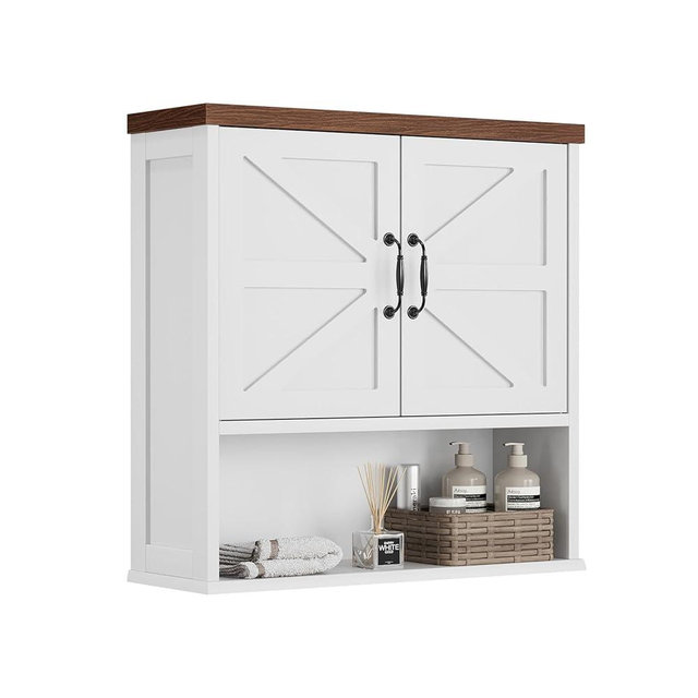 Smuxee Farmhouse Bathroom Cabinet Wall Mounted, Bathroom Medicine Cabinet with Adjustable Shelf, Bathroom Cabinet for Bathroom, Living Room, Laundry Room