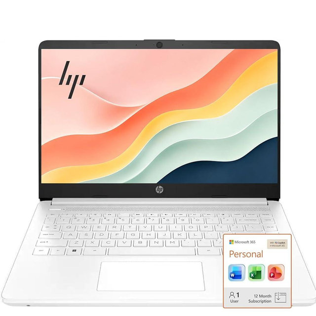 HP Everyday Slim 8GB RAM Laptop | Office 365 1 Year | 64GB SSD | Intel Quad-Core Processor | 11.5 HRs Battery | Copilot AI Windows 11 Laptop no Mouse