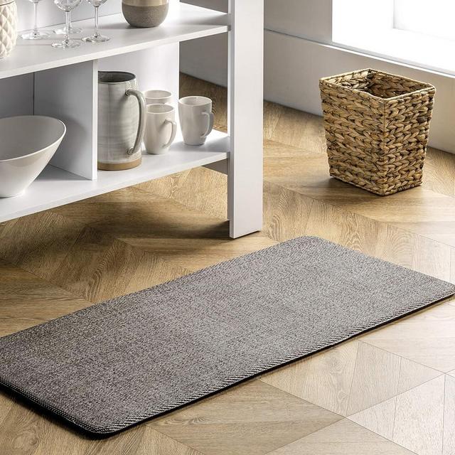 nuLOOM Casual Braided Anti Fatigue Kitchen or Laundry Room Comfort Mat, 2x4, Dark Grey