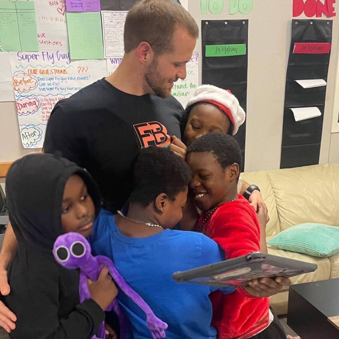 Phil meeting Miss Vardell's class!