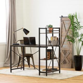 Evane Industrial Desk with Bookcase