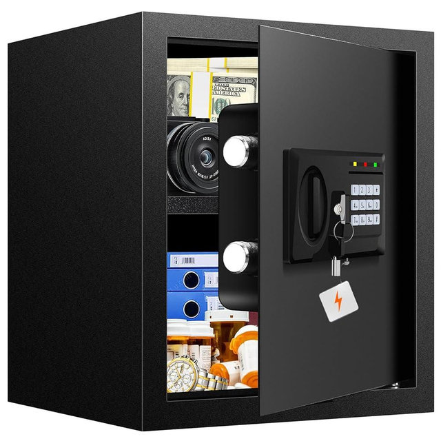 2.3 Cuft Fire proof Safes for HOME USE, Digital Security Safe Box with Programmable Keypad and Spare Keys, Safety Box for Home Office Business, Document Safe for Money Medicine Valuables