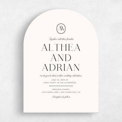Beige Arch Wedding Invitation - Conrad Type