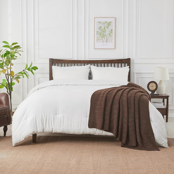 Douceur Brown Knitted Throw Blanket, 50"X60"