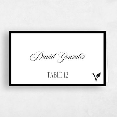 White Typography Wedding Place Card - Ford Vegan
