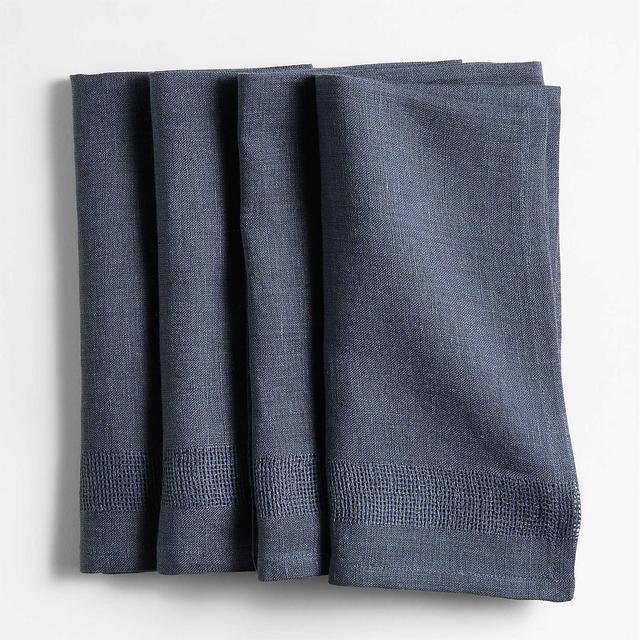 Torino Indigo EUROPEAN FLAX ™ Linen Dinner Napkins, Set of 4