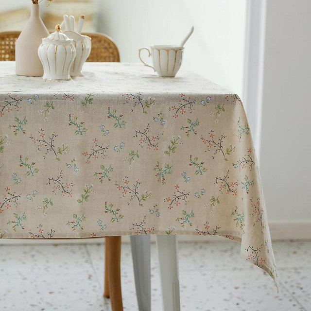 YiHomer Pastoral Rectangle Tablecloth - 52 x 70 Inch - Linen Fabric Table Cloth - Washable Table Cover with Wrinkle Resistant for Restaurant, Picnic, Bistro, Indoor and Outdoor Dining, Gardenia