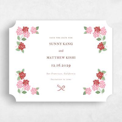 Red Ticket Wedding Save the Date - Campanule Landscape