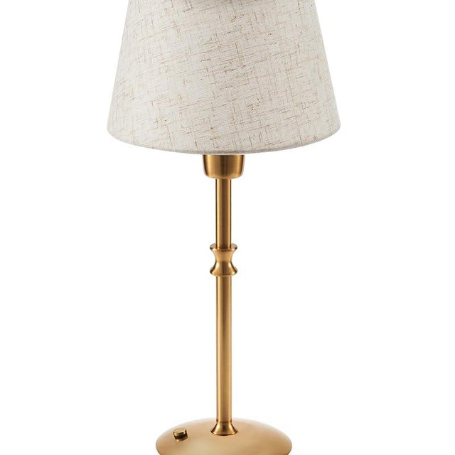 UMEXUS Cordless Lamp Rechargeable Table Lamps, 5000mAh Battery Operated Lights, 3 Level Brightness Dimmable, Portable Night Bedside Light for Patio, Restaurant, Dining, Fabric Shade, Antique Brass