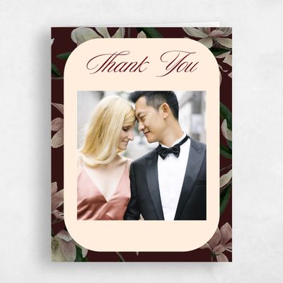 Dark Burgundy, Red Wedding Thank You - Gratia Photo