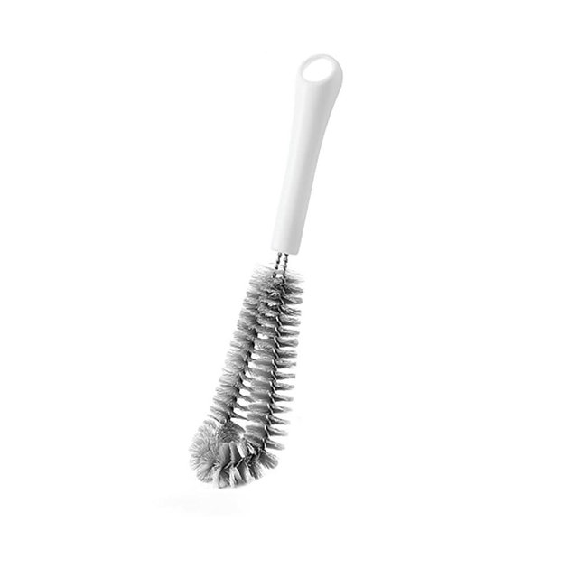 Coffeemaker Brush for Chemex with White Handle, Gray Nylon Bristles