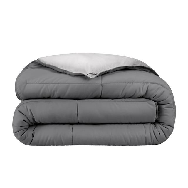Bare Home Reversible Down Alternative Comforter Oversized Queen Grey/Light Grey