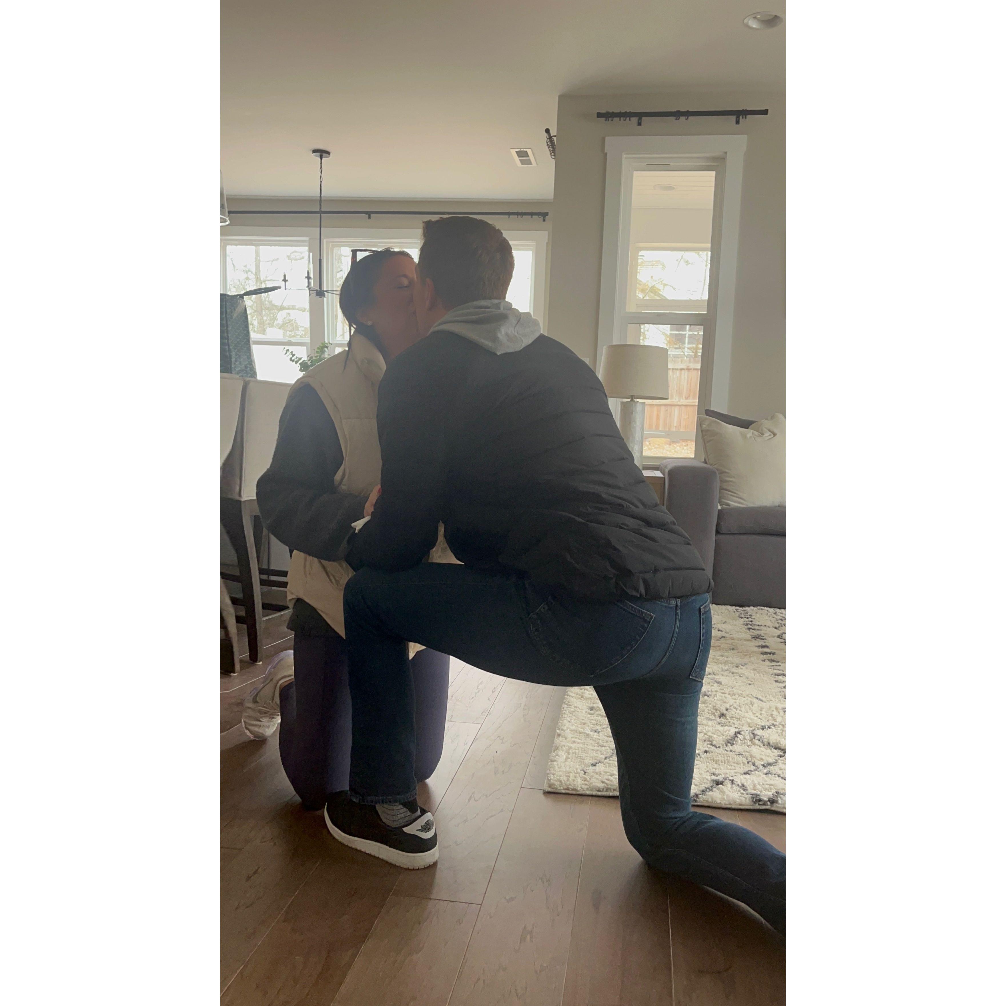 Kevin proposed in our new living room!