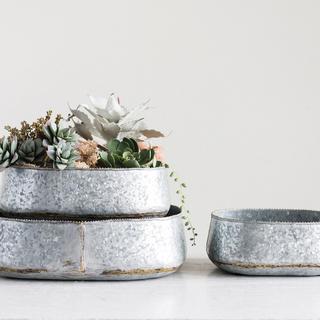 3-Piece Galvanized Metal Tray Set