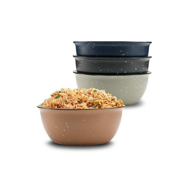 American Atelier 19oz Cereal Bowls, Stoneware Bowl Set for Soup, Pasta, Ramen, Salad, Set of 4,Assorted Colors w/ White Speckles